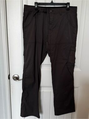 Prana Breathe Men's Grey Nylon Hiking Outdoors Cargo Adjustable Belted cuffing